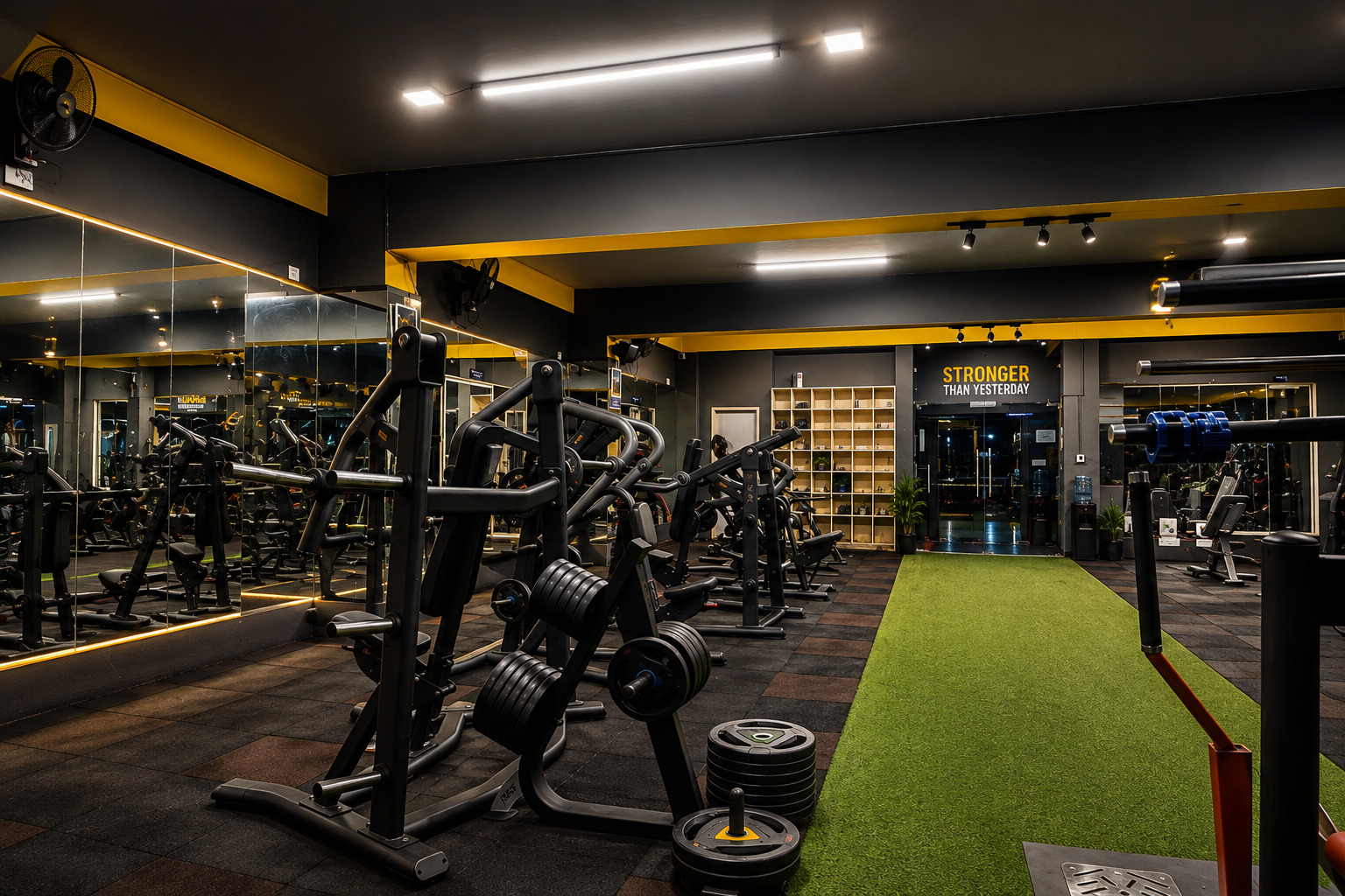 Strength training equipment at Century Fitness India in Mysuru